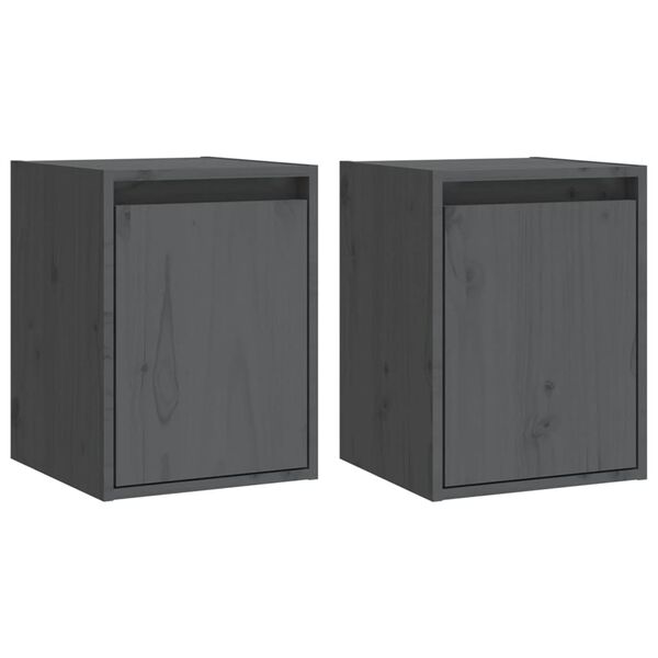 vidaXL Armários de parede 2 pcs 30x30x40 cm pinho maciço cinza