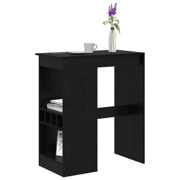 vidaXL Mesa de bar com prateleira Carvalho Preto 90 x 47,5 x 103,5 cm