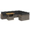 vidaXL 10 pcs conjunto sof&aacute;s de jardim c/ almofad&otilde;es vime PE cinzento
