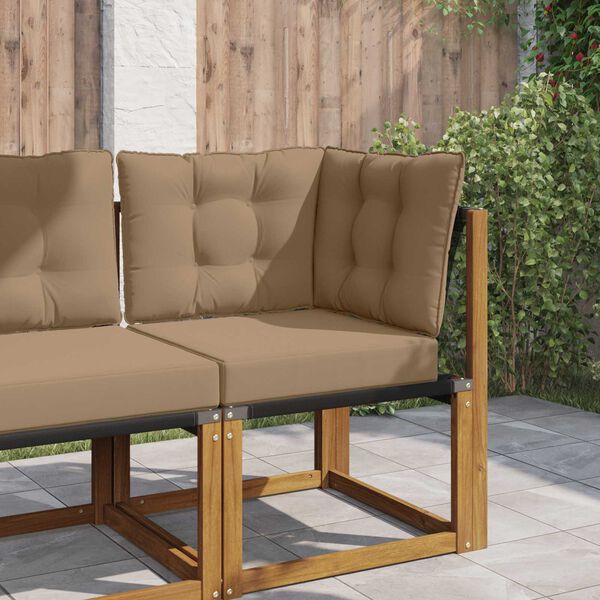 vidaXL Almofada para Sof&aacute; Externo 3 pcs Cinzento-acastanhado Poli&eacute;ster