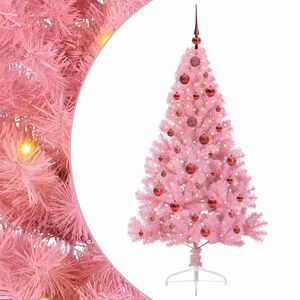 vidaXL &Aacute;rvore de Natal Artificial Pr&eacute;-iluminada Rosa 150 cm PVC