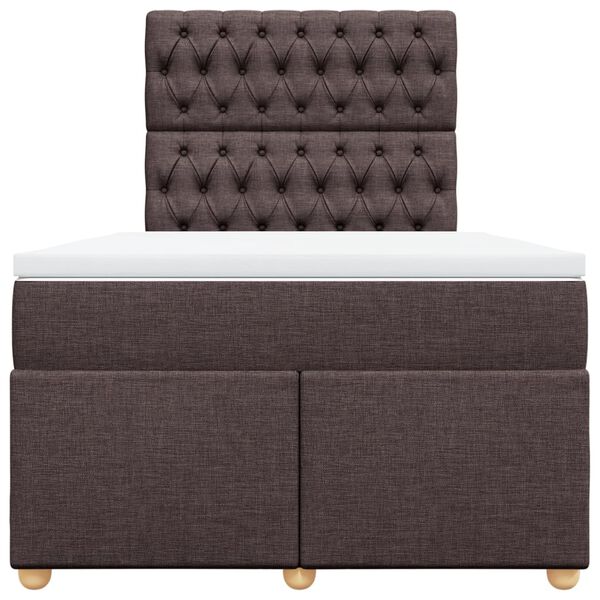vidaXL Cama boxspring com colch&atilde;o 120x190 cm tecido castanho-escuro