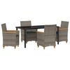 vidaXL Conjunto de Jantar para Jardim 5 pcs Cinzeto vime PE