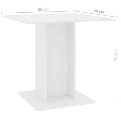 vidaXL Mesa de jantar 80x80x75 cm contraplacado branco