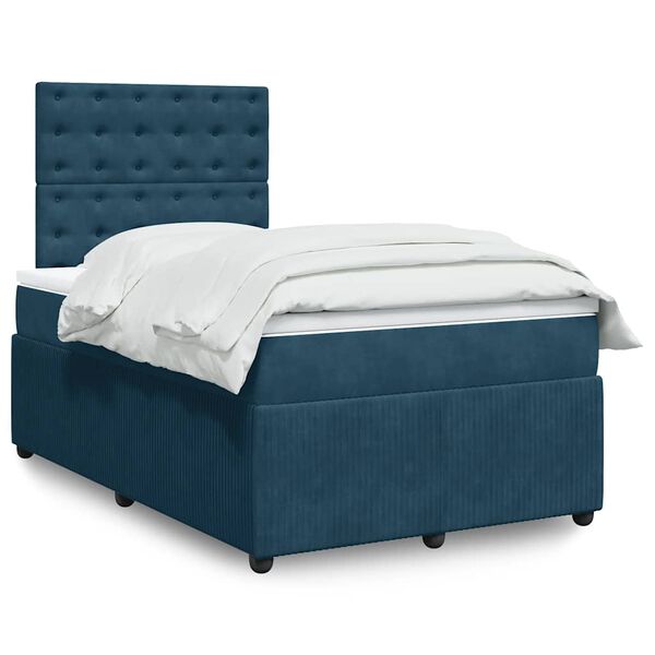 vidaXL Cama boxspring com colch&atilde;o 120x200 cm veludo azul