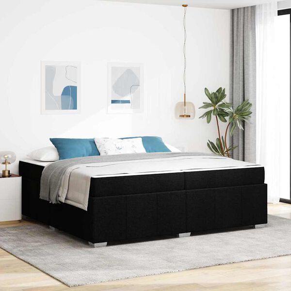 vidaXL Estrutura da Cama com colch&atilde;o Preto 200 x 200 cm tecido