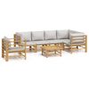 vidaXL 7 pcs conj. lounge de jardim bambu c/ almofad&otilde;es cinzento-claro