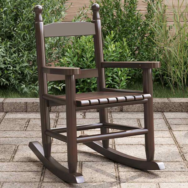 vidaXL Cadeira de baloi&ccedil;o infantil madeira de &aacute;lamo maci&ccedil;a castanho