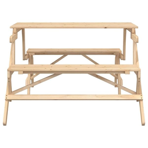 vidaXL Mesa de piquenique c/ bancos 2-em-1 convers&iacute;vel abeto maci&ccedil;o