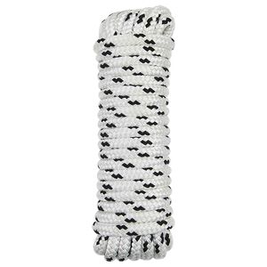 vidaXL Corda de Barco 10 mm 6 m Branco e Preto Poli&eacute;ster