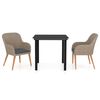 vidaXL 3 pcs conjunto de jantar para jardim com almofad&otilde;es castanho