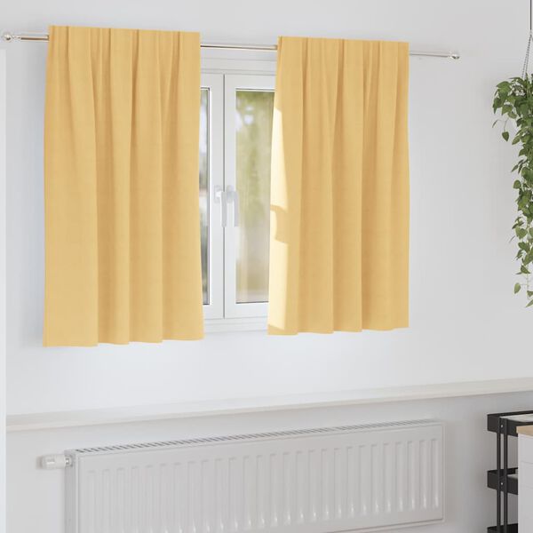 vidaXL Cortinas Blackout com Argolas 2 pcs Bege 140 x 140 cm Poli&eacute;ster