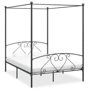 vidaXL Estrutura de cama com dossel metal cinzento 140x200 cm