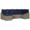 vidaXL Conjunto de Sof&aacute;s 6 pcs Cinza e Azul Marinho vime PE