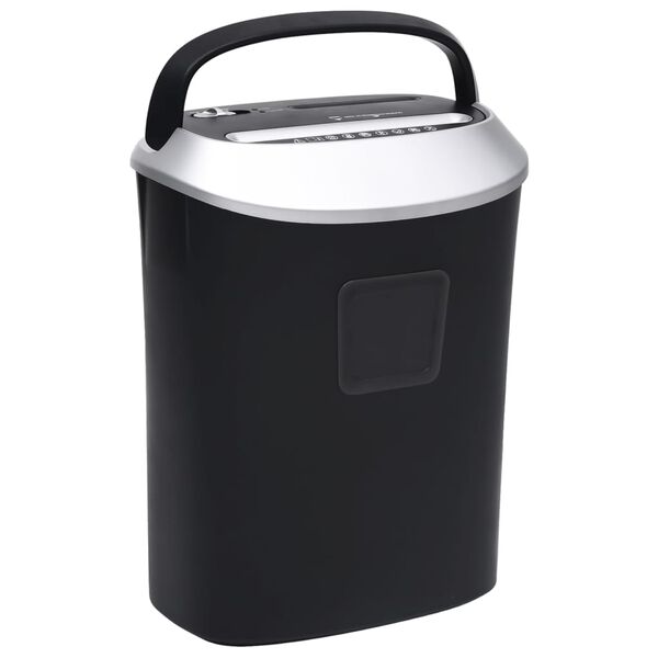 vidaXL Destruidora de papel 10 folhas corte cruzado preto