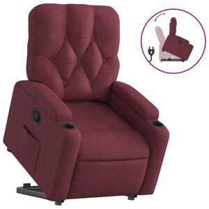 vidaXL Poltrona reclin&aacute;vel elevat&oacute;ria tecido vermelho tinto