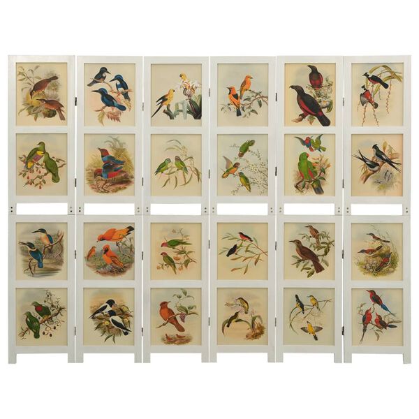 vidaXL Biombo com 6 pain&eacute;is 214x165 cm madeira paulownia maci&ccedil;a branco