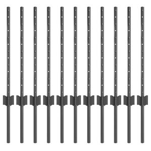 vidaXL Poste de Cerca 11 pcs Cinzeto 60 cm A&ccedil;o