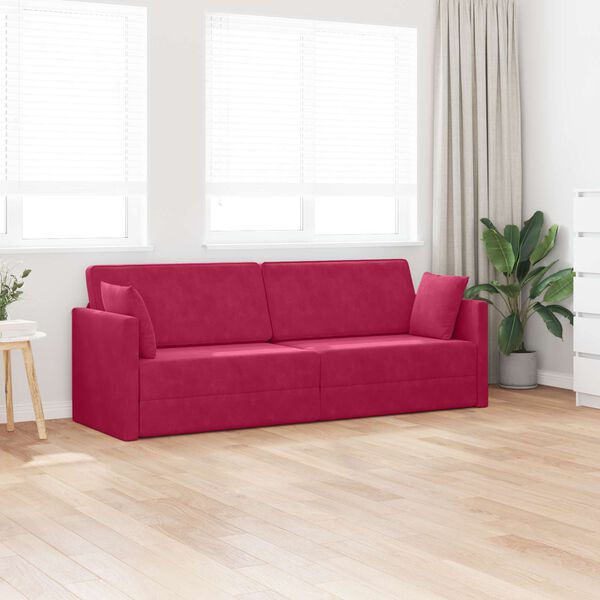 vidaXL Sof&aacute;-cama de ch&atilde;o 200cm Vinho Vermelho Veludo