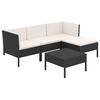 vidaXL 5 pcs conjunto lounge de jardim c/ almofad&otilde;es vime PE preto