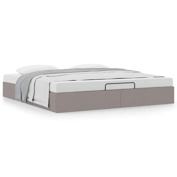 vidaXL Estrutura de cama otomana sem colch&atilde;o cinza 180x200 cm tecido