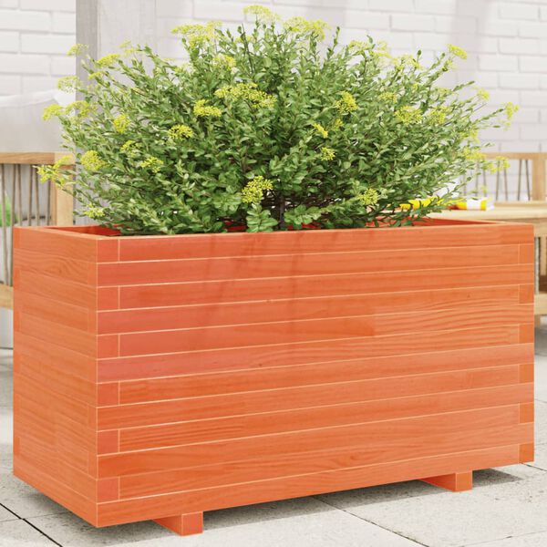 vidaXL Vaso/floreira de jardim 90x40x49,5 cm pinho maci&ccedil;o castanho mel