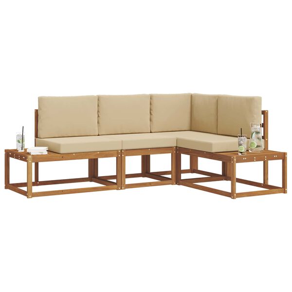 vidaXL Conjunto de Sof&aacute;s para Exterior 4 Pe&ccedil;a Natural e Bege