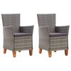 vidaXL Cadeiras de jardim 2 pcs c/ almofad&otilde;es vime PE cinzento