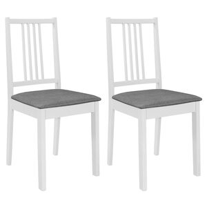 vidaXL Cadeiras de jantar com almofad&otilde;es 2 pcs madeira maci&ccedil;a branco
