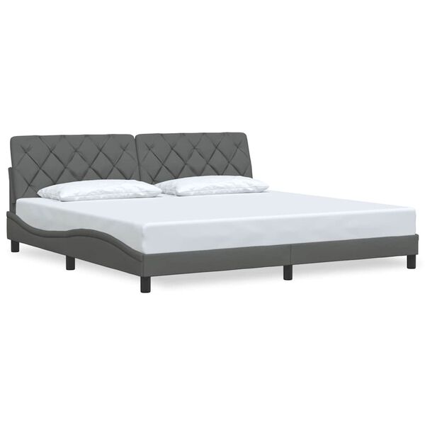 vidaXL Estrutura de cama sem colch&atilde;o 200x200 cm tecido cinzento-escuro