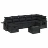 vidaXL 8 pcs conjunto sof&aacute;s de jardim com almofad&otilde;es vime PE preto