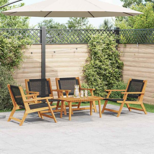 vidaXL Cadeiras de Jardim com Mesa 5 pcs Preto 90 x 45 x 40 cm