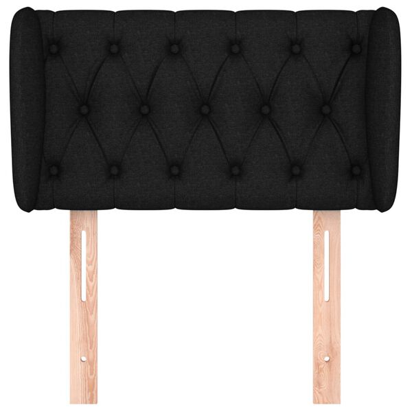 vidaXL Cabeceira de cama c/ abas tecido 83x23x78/88 cm preto