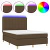vidaXL Cama box spring c/ colch&atilde;o/LED 140x200cm tecido castanho-escuro