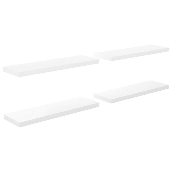 vidaXL Prateleiras de parede suspensas 4 pcs 80x23,5x3,8cm MDF branco