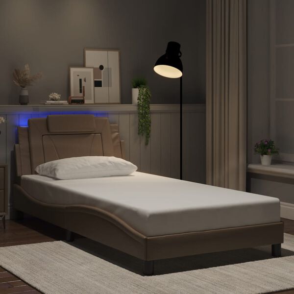 vidaXL Estrutura de cama Viana com LED sem colch&atilde;o 100x200 cm cappuccino