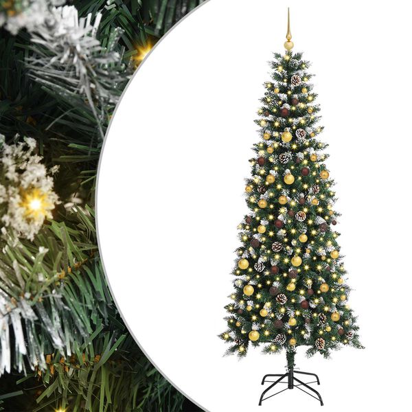 vidaXL &Aacute;rvore de Natal Artificial Verde 210 cm PVC, Pl&aacute;stico e A&ccedil;o