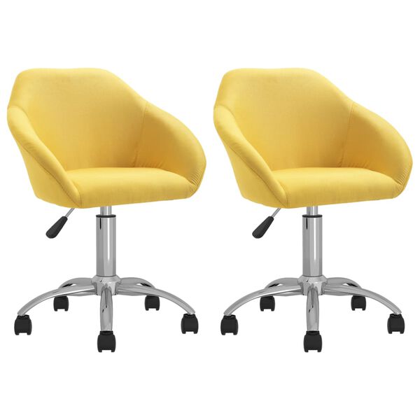 vidaXL Cadeiras de jantar girat&oacute;rias 2 pcs tecido amarelo