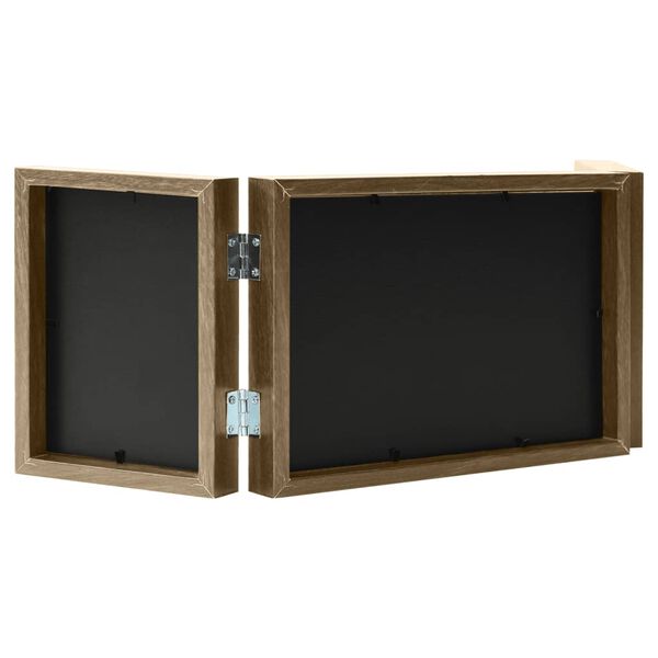 vidaXL Moldura com tr&ecirc;s dobras 28x18 cm+2x(13x18 cm) castanho-claro