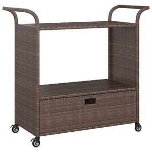 vidaXL Carrinho de bar com gaveta 100x45x97 cm vime PE castanho