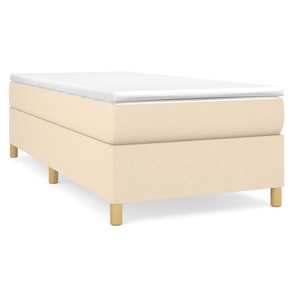 vidaXL Cama com molas/colch&atilde;o 90x190 cm tecido cor creme