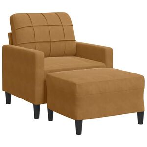 vidaXL Poltrona com apoio de p&eacute;s 60 cm veludo castanho