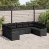 vidaXL Conjunto de Sof&aacute; de Jardim Preto vime PE