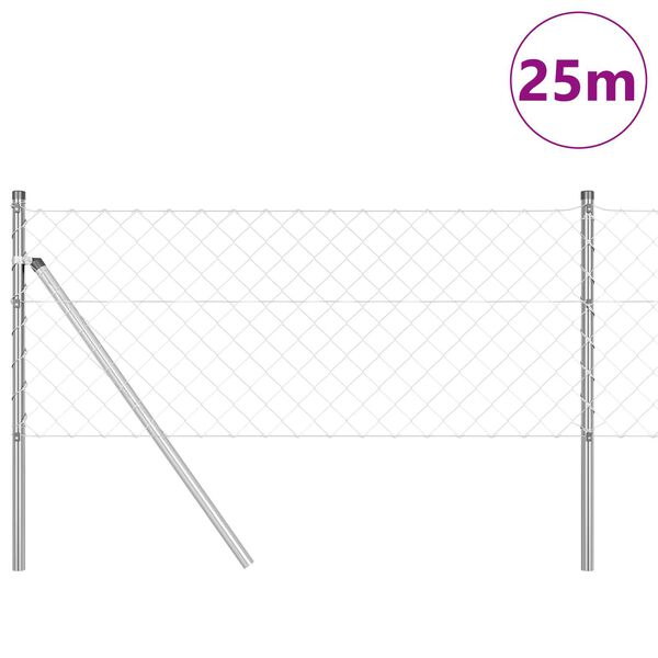 vidaXL Poste de Cerca Prateado 25 x 0,6 m (malha 60 x 60 mm) A&ccedil;o