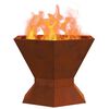 vidaXL Fire Pit Castanho 50 x 50 x 40 cm A&ccedil;o resistente &agrave;s intemp&eacute;ries