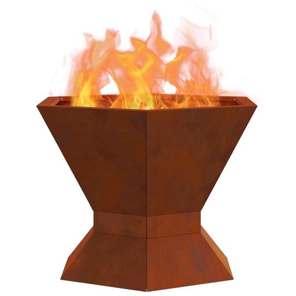 vidaXL Fire Pit Castanho 50 x 50 x 40 cm A&ccedil;o resistente &agrave;s intemp&eacute;ries