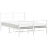 vidaXL Estrutura de cama com cabeceira e p&eacute;s 140x200 cm metal branco