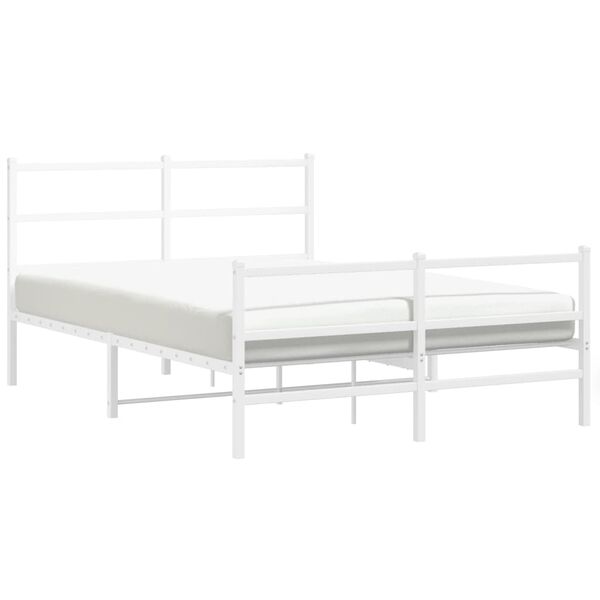 vidaXL Estrutura de cama com cabeceira e p&eacute;s 140x200 cm metal branco