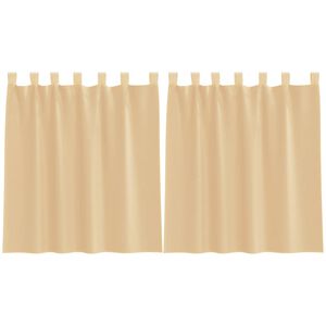 vidaXL Cortinas de voile com bolsos para var&atilde;o 2 pcs areia