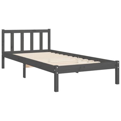 vidaXL Estrutura cama de solteiro c/ cabeceira madeira maciça cinzento